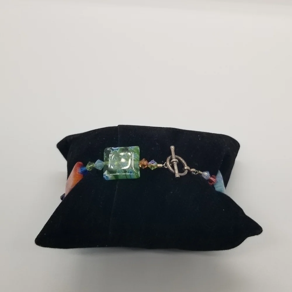 millefiori style square bead bracelet